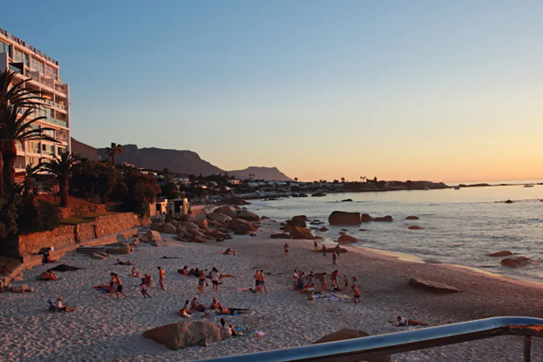 Perfect Hideaways property for sale: Clifton 2nd beach during sunset, as seen from the balcony of a luxury Clifton apartment. San Michelle, Clifton.